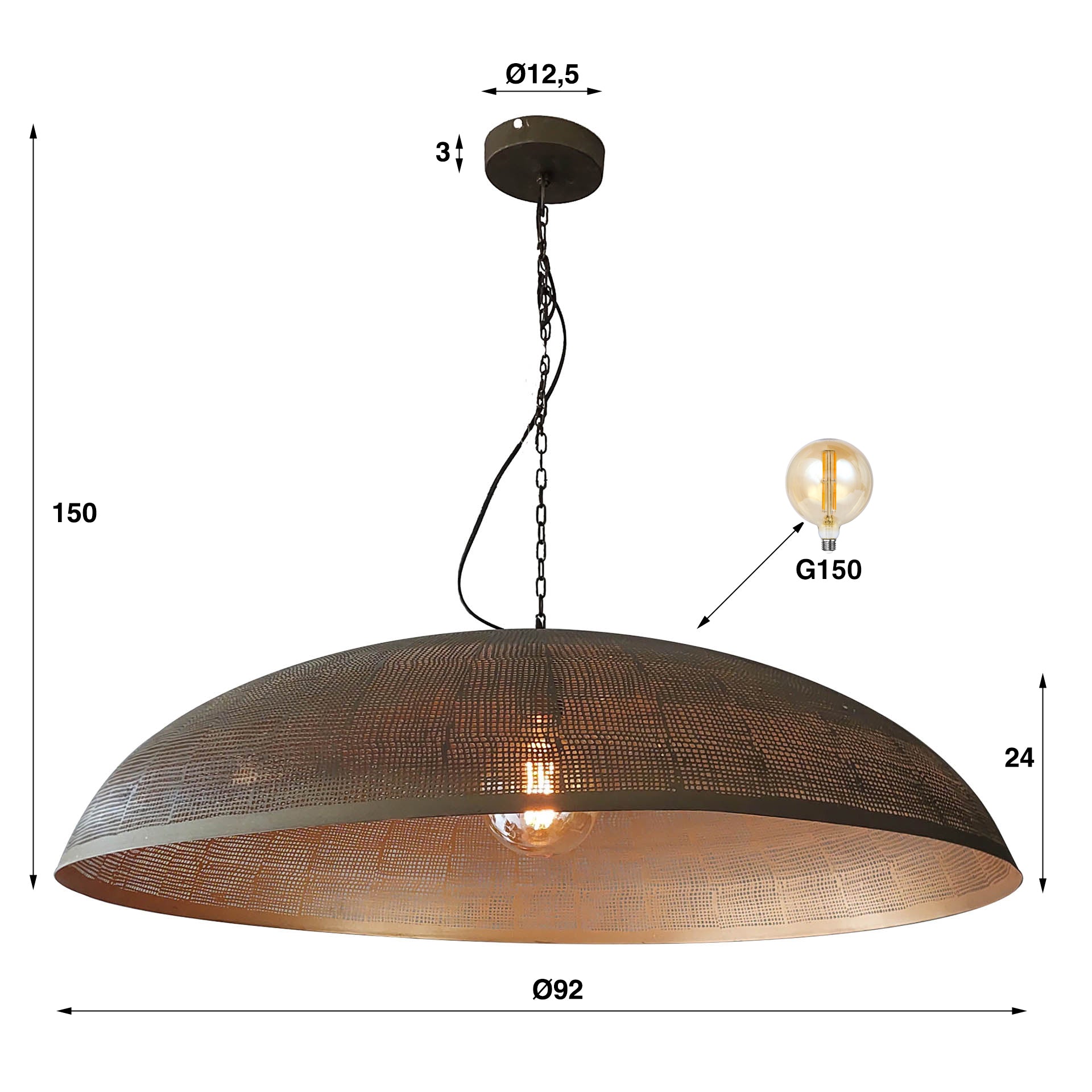 Pendelleuchte – 92×92×150 cm – Antikbronze | Modell N0368
