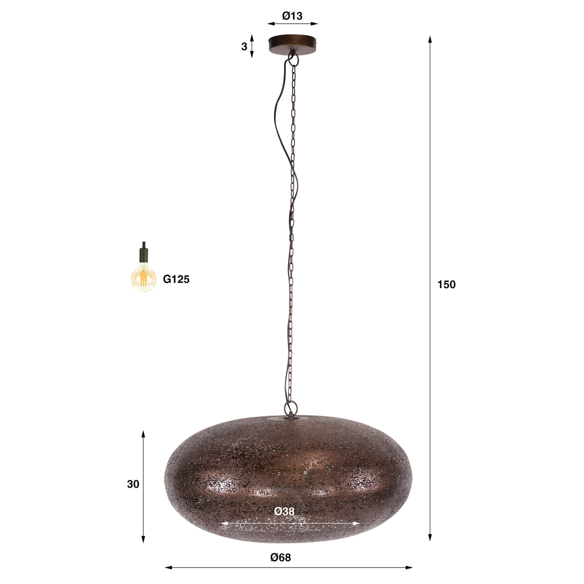 Pendelleuchte – 68×68×150 cm – Antikkupfer | Modell N0369