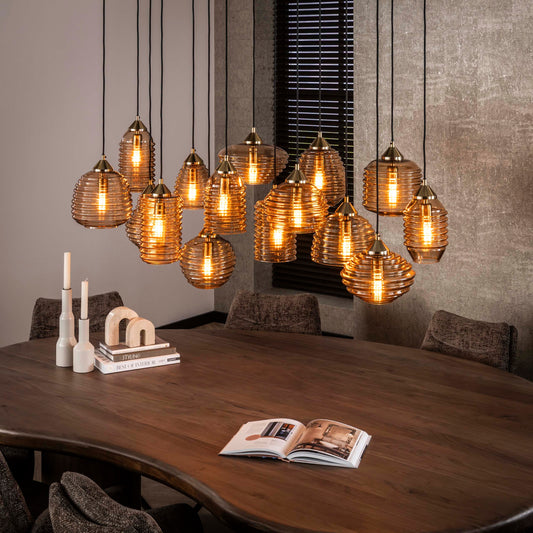 Pendelleuchte – 155×60×150 cm – Amberfarbenes Glas | Modell N0374
