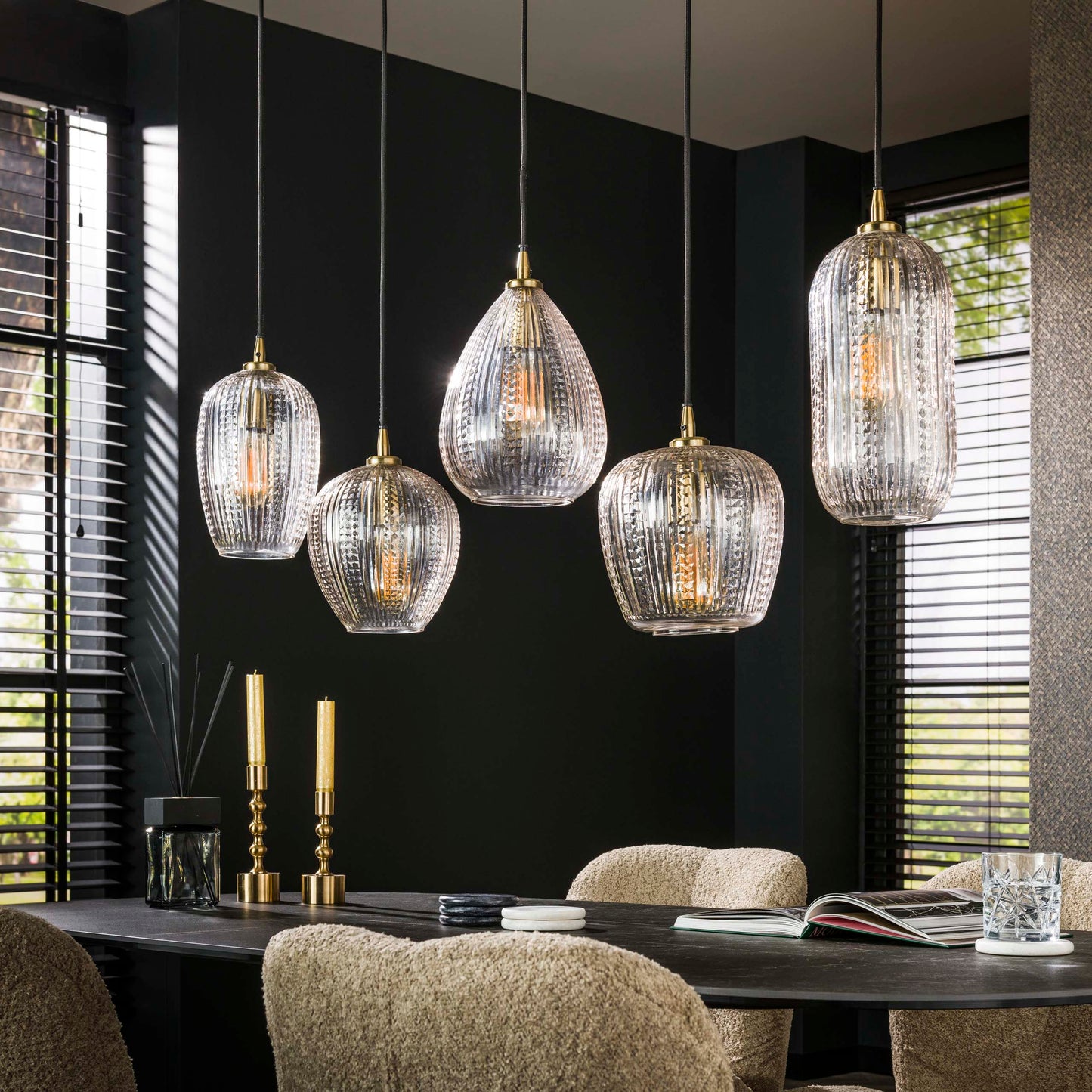 Pendelleuchte – 120×20×150 cm – Diamantglas | Modell N0378