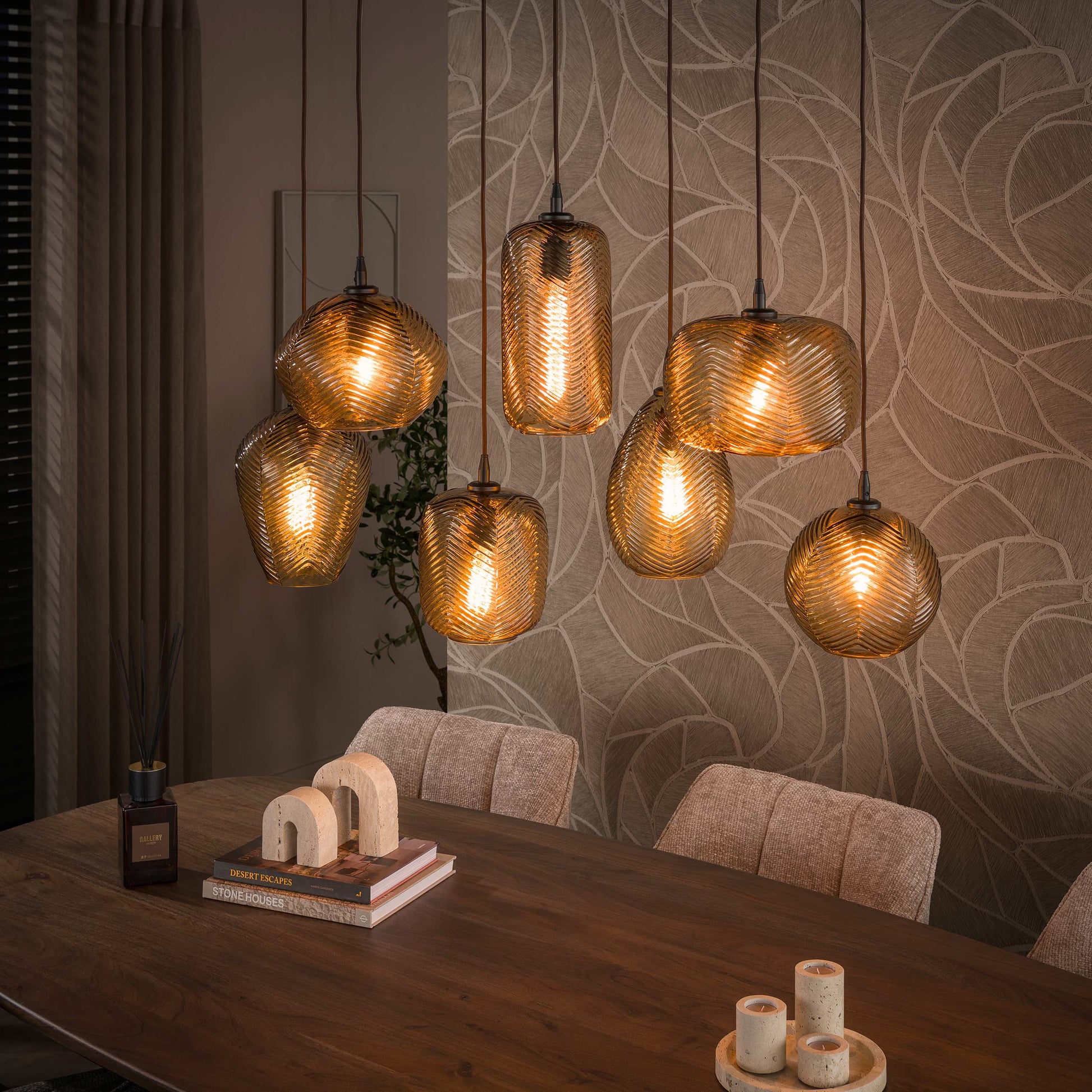 Pendelleuchte – 96×40×150 cm – Smoke braun Glas | Modell N0379