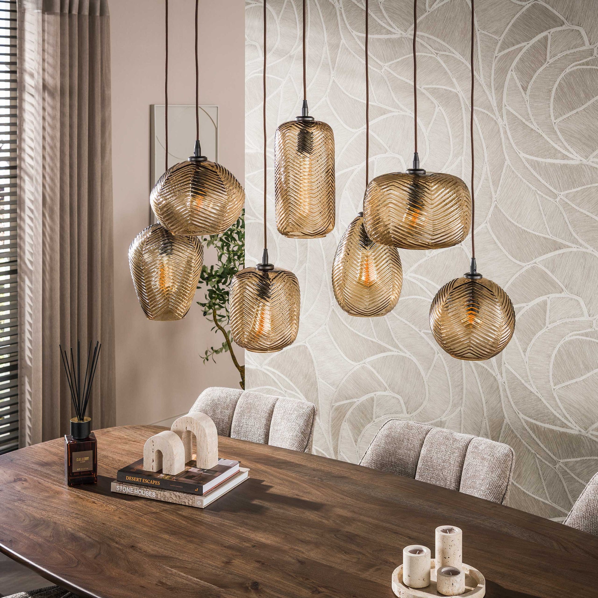 Pendelleuchte – 96×40×150 cm – Smoke braun Glas | Modell N0379