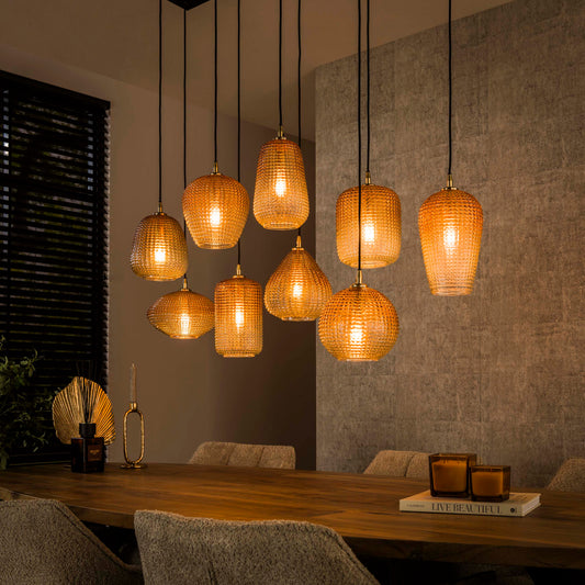 Pendelleuchte – 120×40×150 cm – Amberfarbenes Glas | Modell N0380