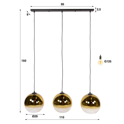 Pendelleuchte – 115×29×150 cm – Gold | Modell N0381