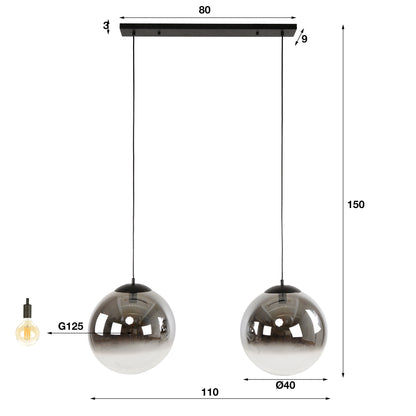 Pendelleuchte – 110×40×150 cm – Artic schwarz | Modell N0382