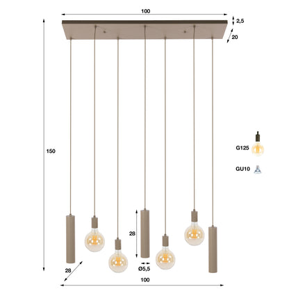 Pendelleuchte – 100×28×150 cm – Beige | Modell N0386