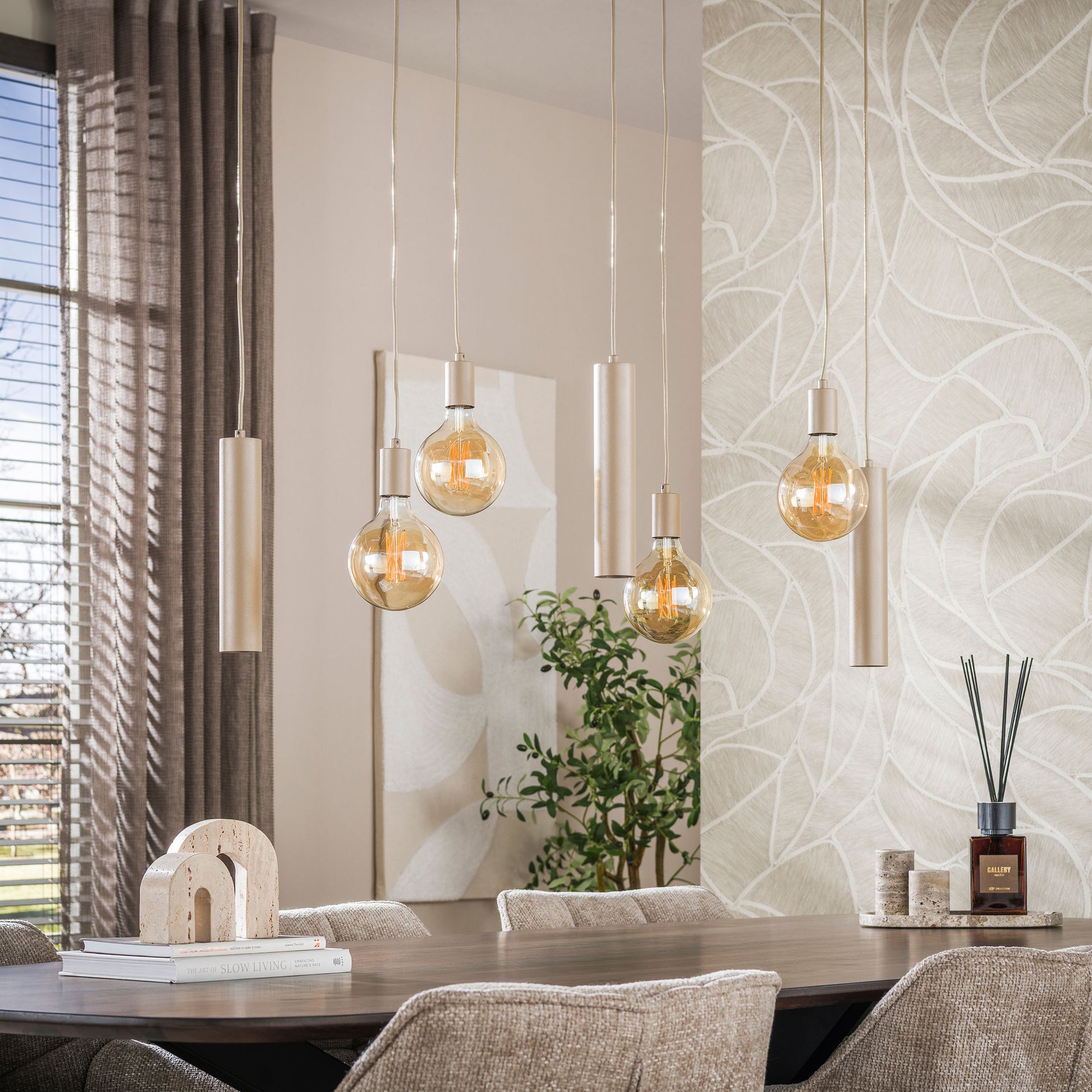 Pendelleuchte – 100×28×150 cm – Beige | Modell N0386