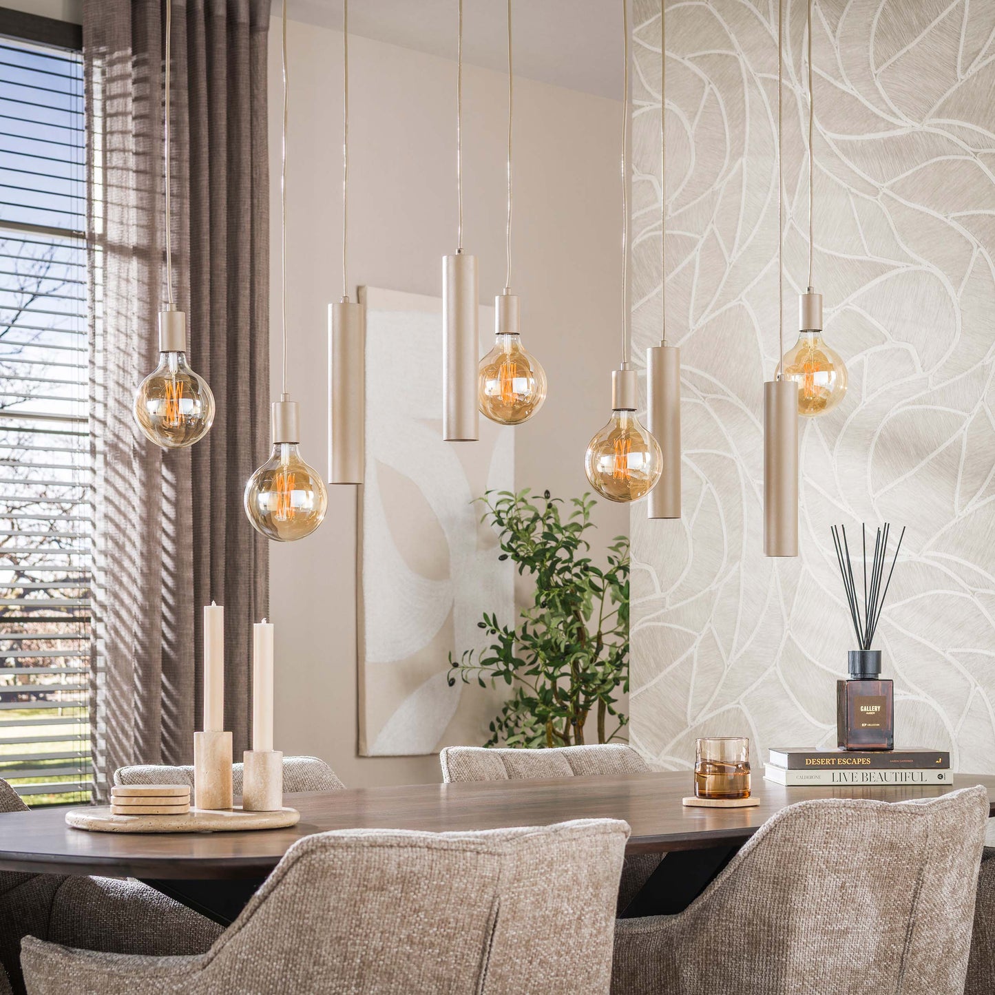 Pendelleuchte – 120×28×150 cm – Beige | Modell N0387