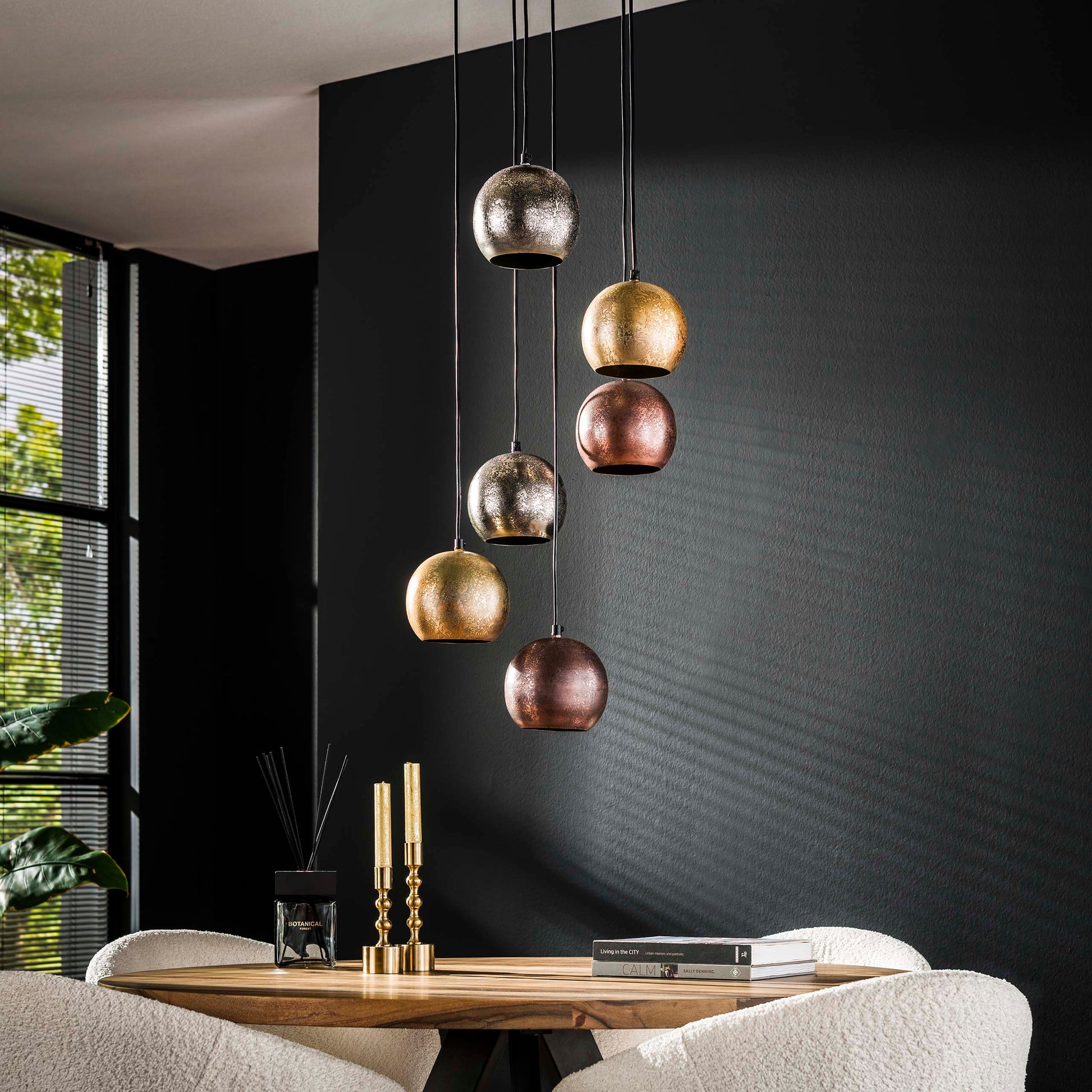 Pendelleuchte – 40×40×150 cm – Mattnickel-Mix | Modell N0389