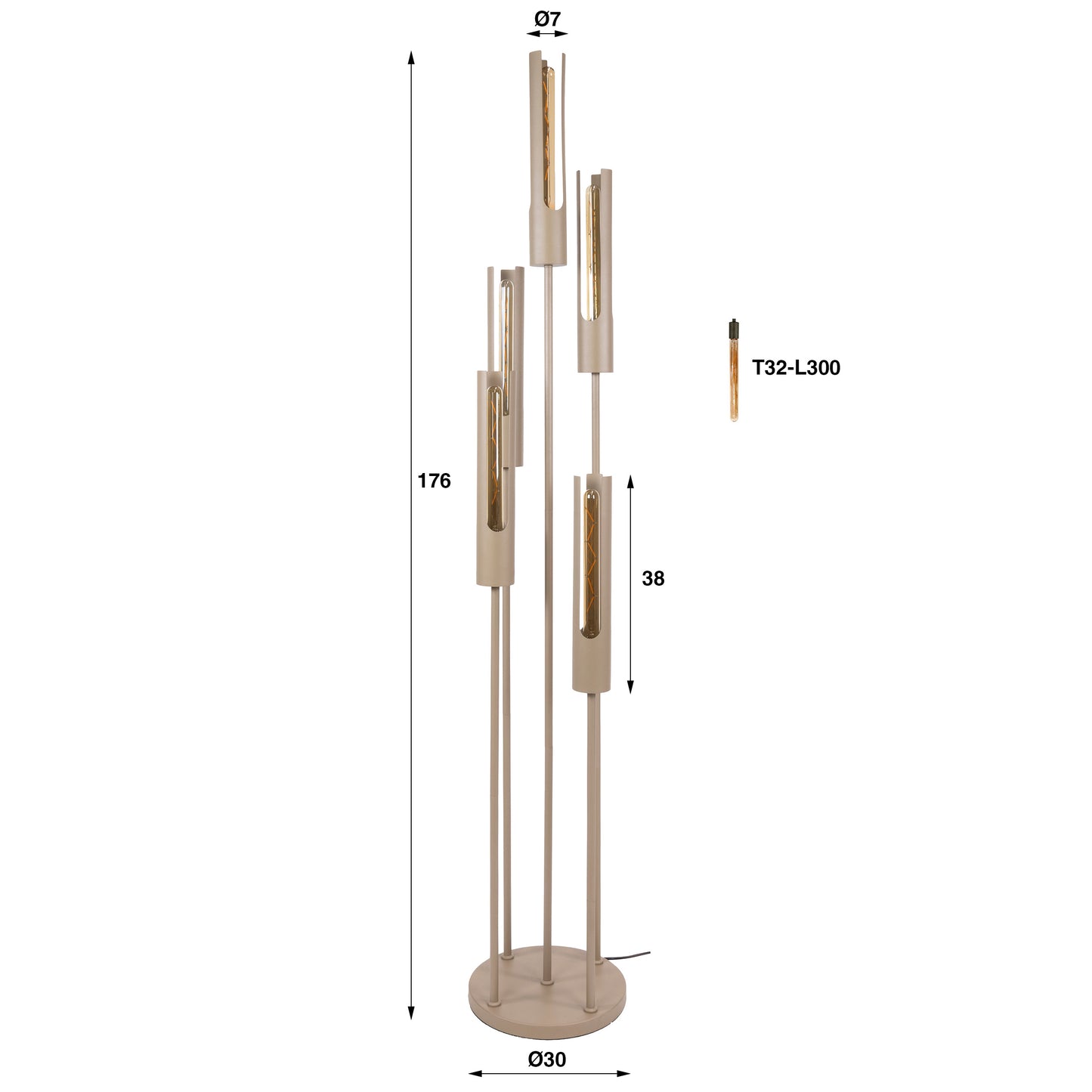 Stehleuchte – 30×30×175 cm – Beige | Modell N0393