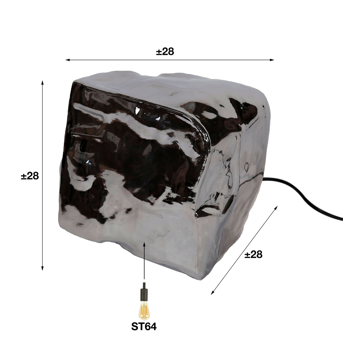 Tischleuchte – 28×28×28 cm – Chromglas | Modell N0397