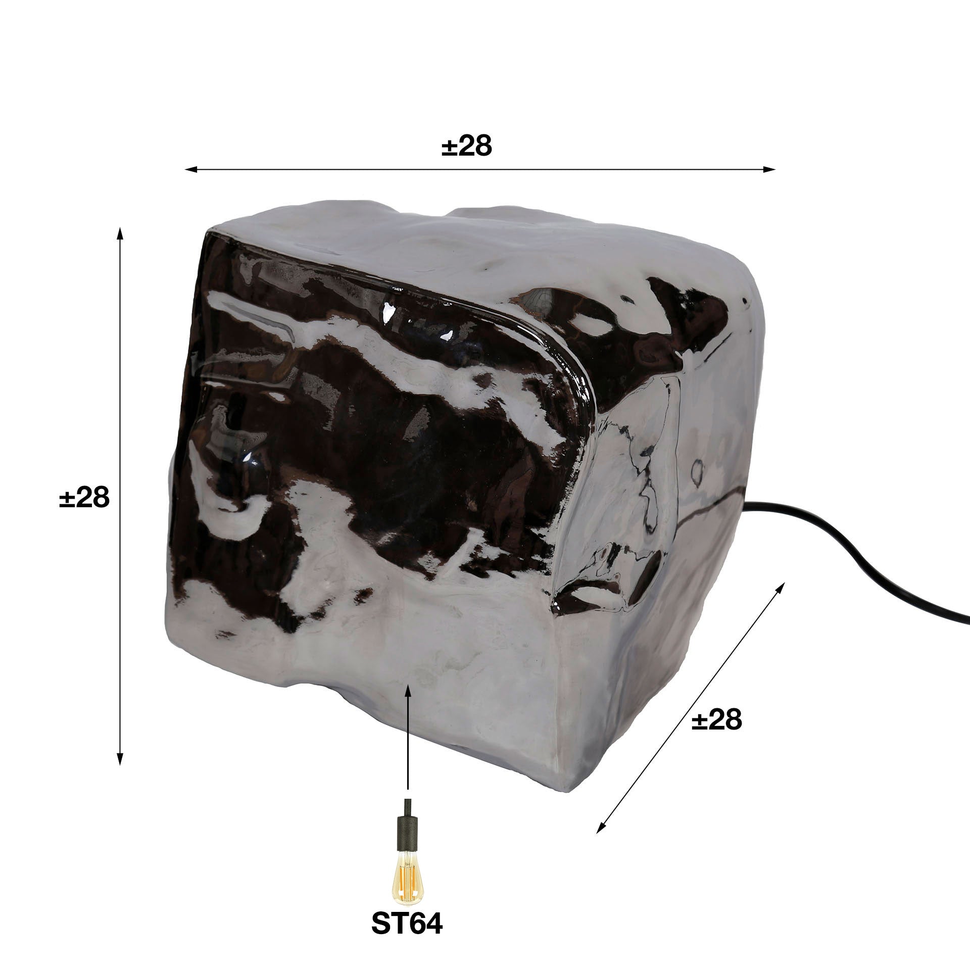 Tischleuchte – 28×28×28 cm – Chromglas | Modell N0397