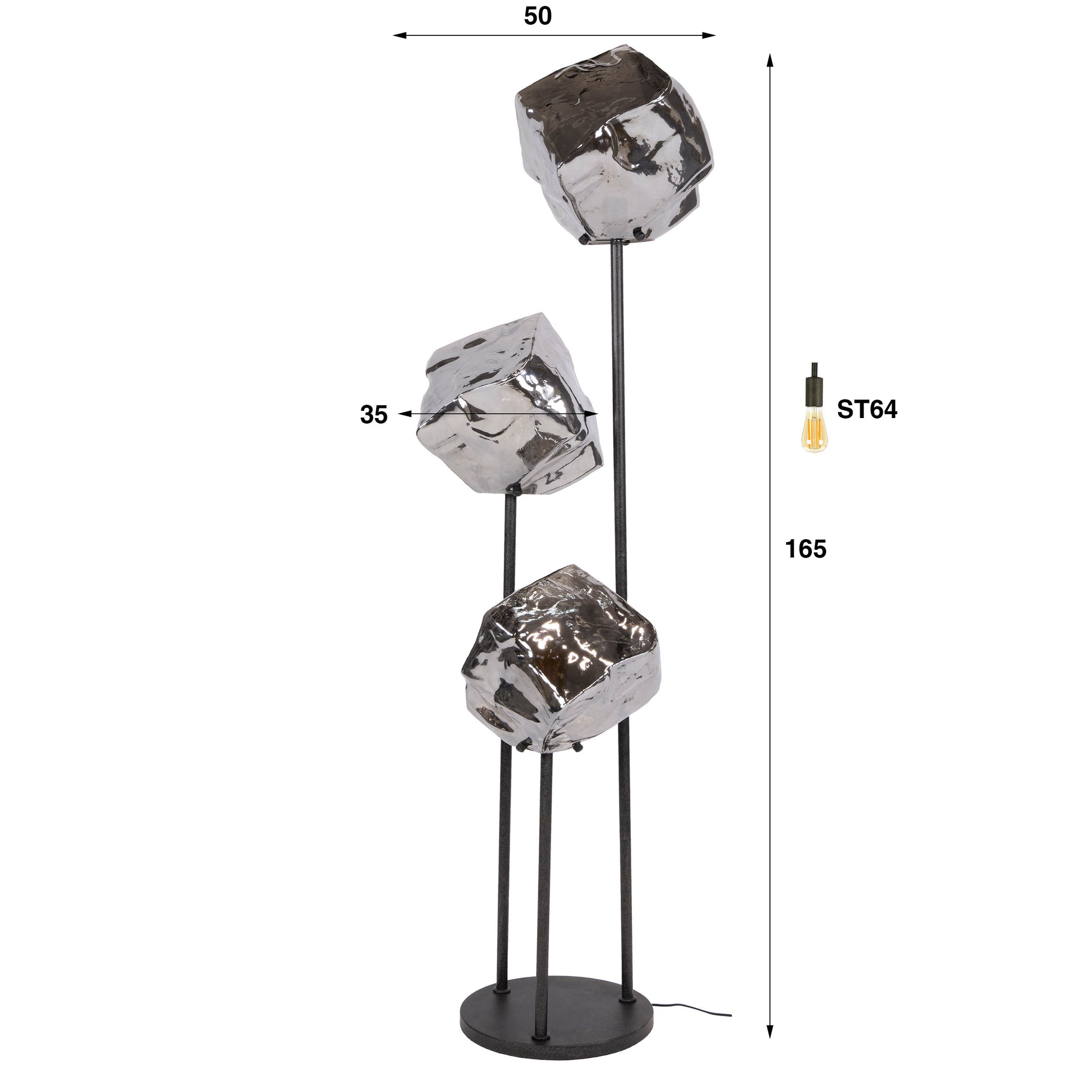 Stehleuchte – 50×50×165 cm – Chromglas | Modell N0398