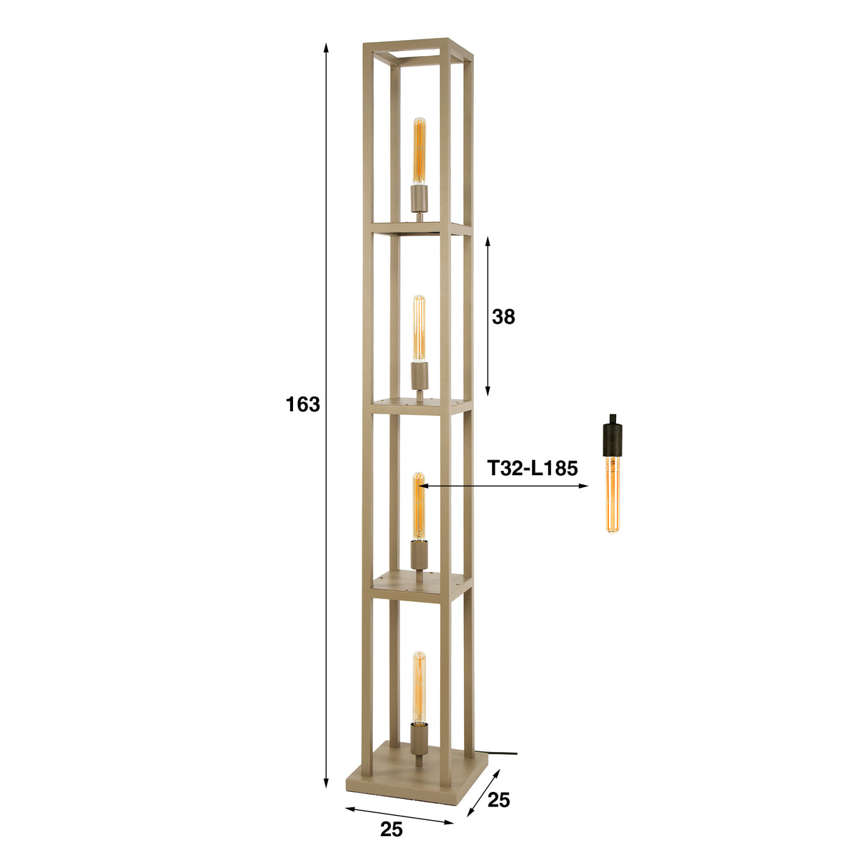 Stehleuchte – 25×25×163 cm – Beige | Modell N0403