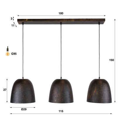Pendelleuchte – 115×29×150 cm – Smoked brown | Modell N0408