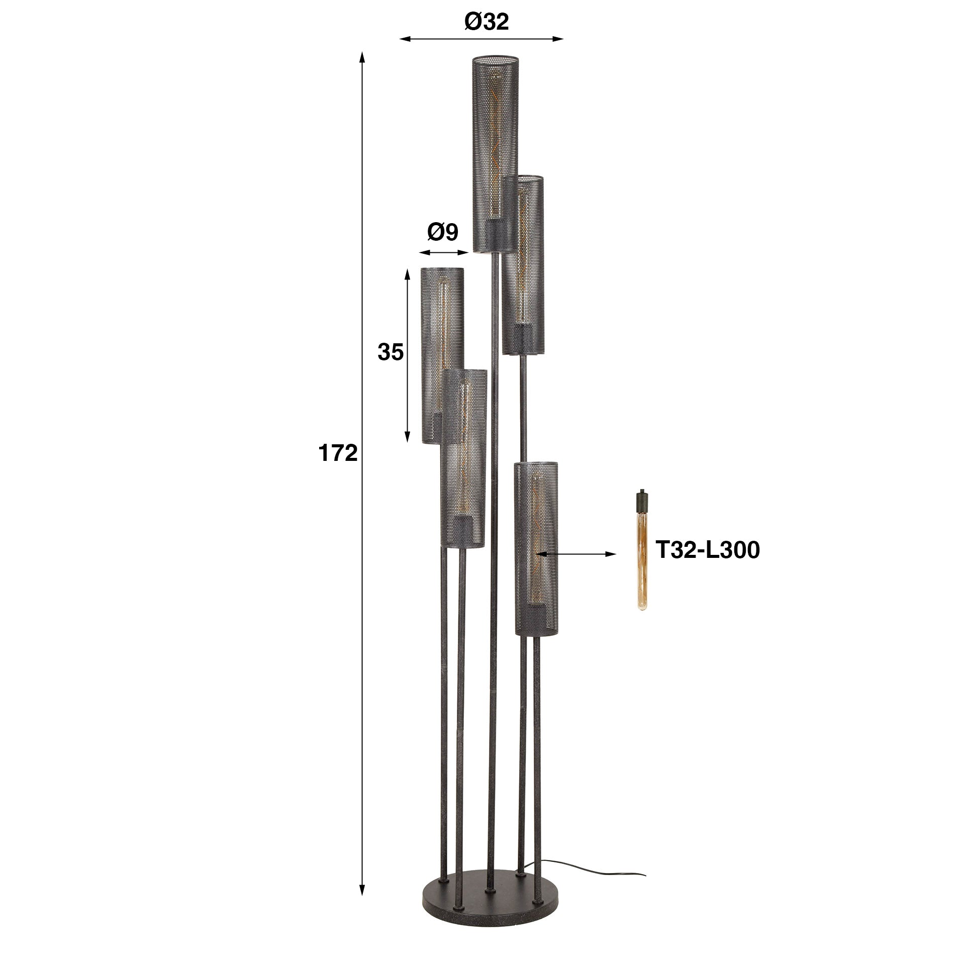Stehleuchte – 32×32×172 cm – Artic schwarz | Modell N0410