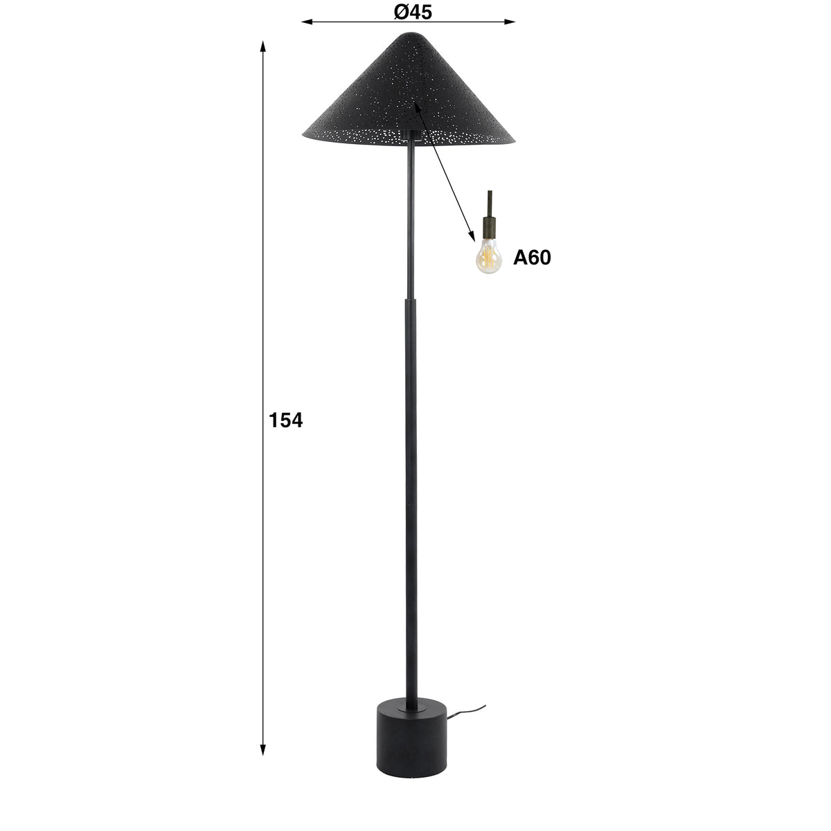 Stehleuchte – 45×45×154 cm – Charcoal | Modell N0413