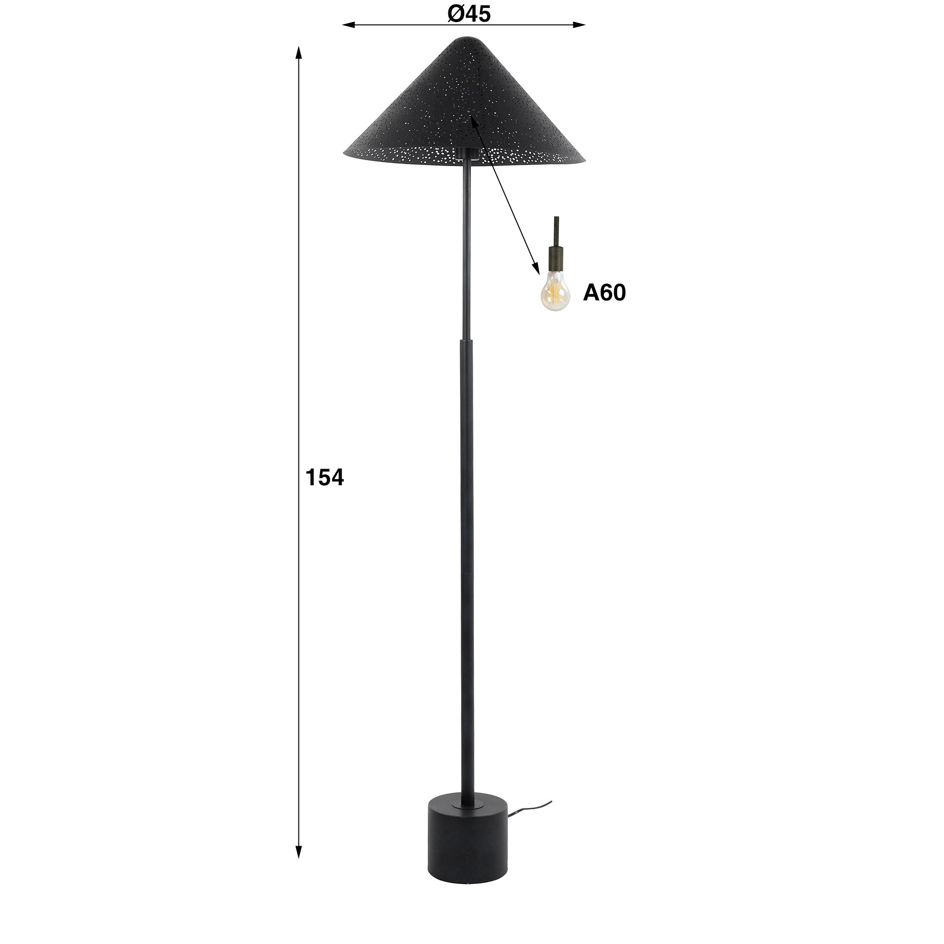 Stehleuchte – 45×45×154 cm – Charcoal | Modell N0413