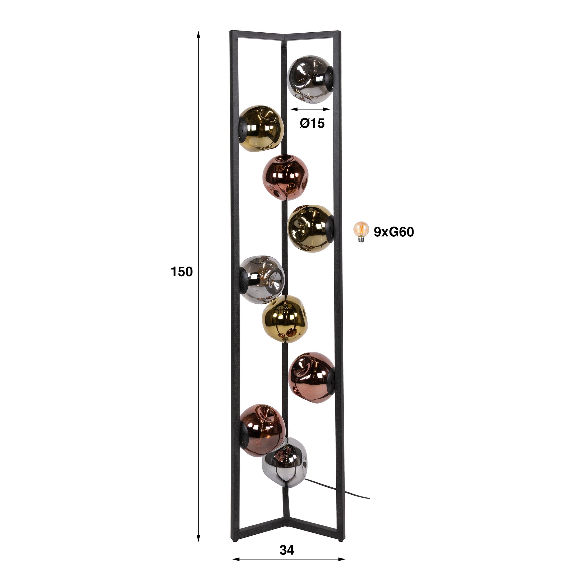 Stehleuchte – 34×34×150 cm – Artic schwarz | Modell N0417