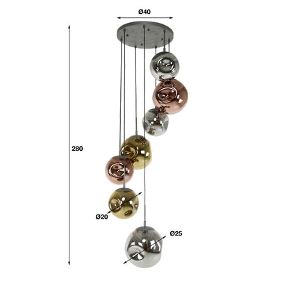 Pendelleuchte – 40×40×280 cm – Alt Silber | Modell N0424