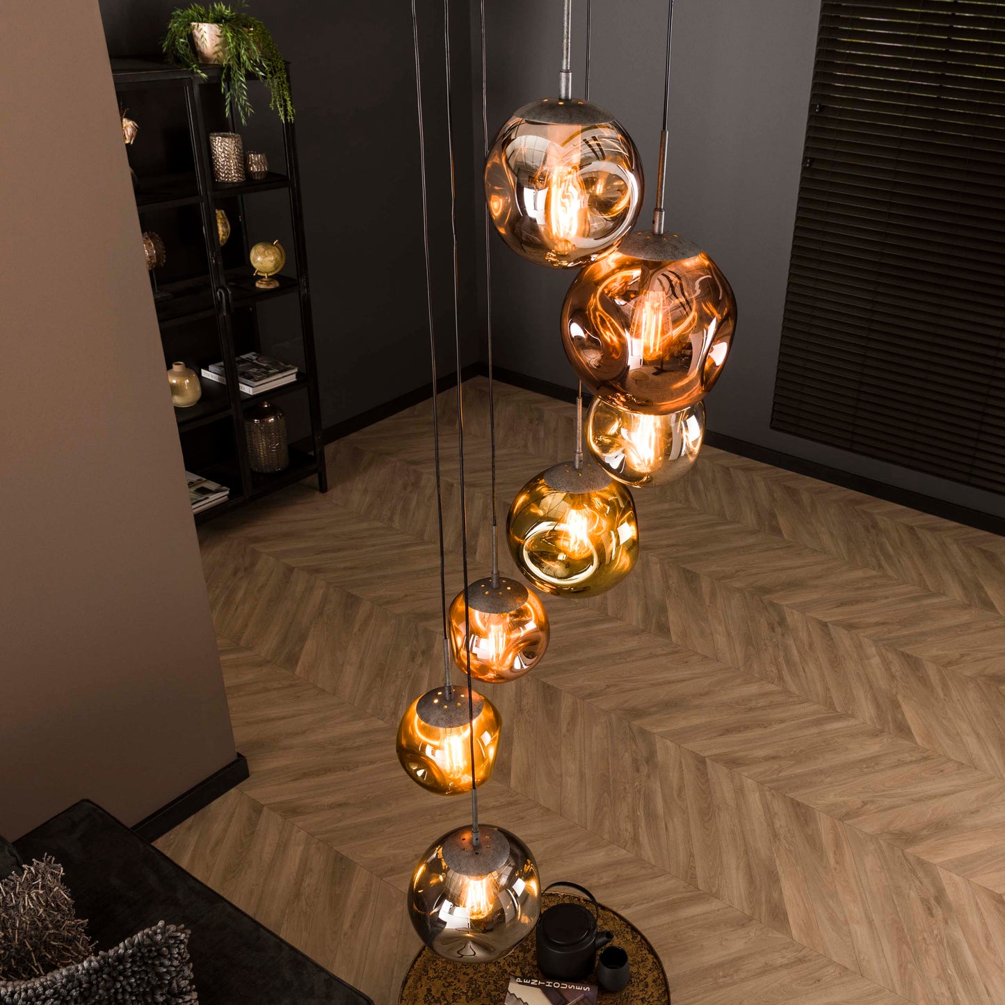 Pendelleuchte – 40×40×280 cm – Alt Silber | Modell N0424