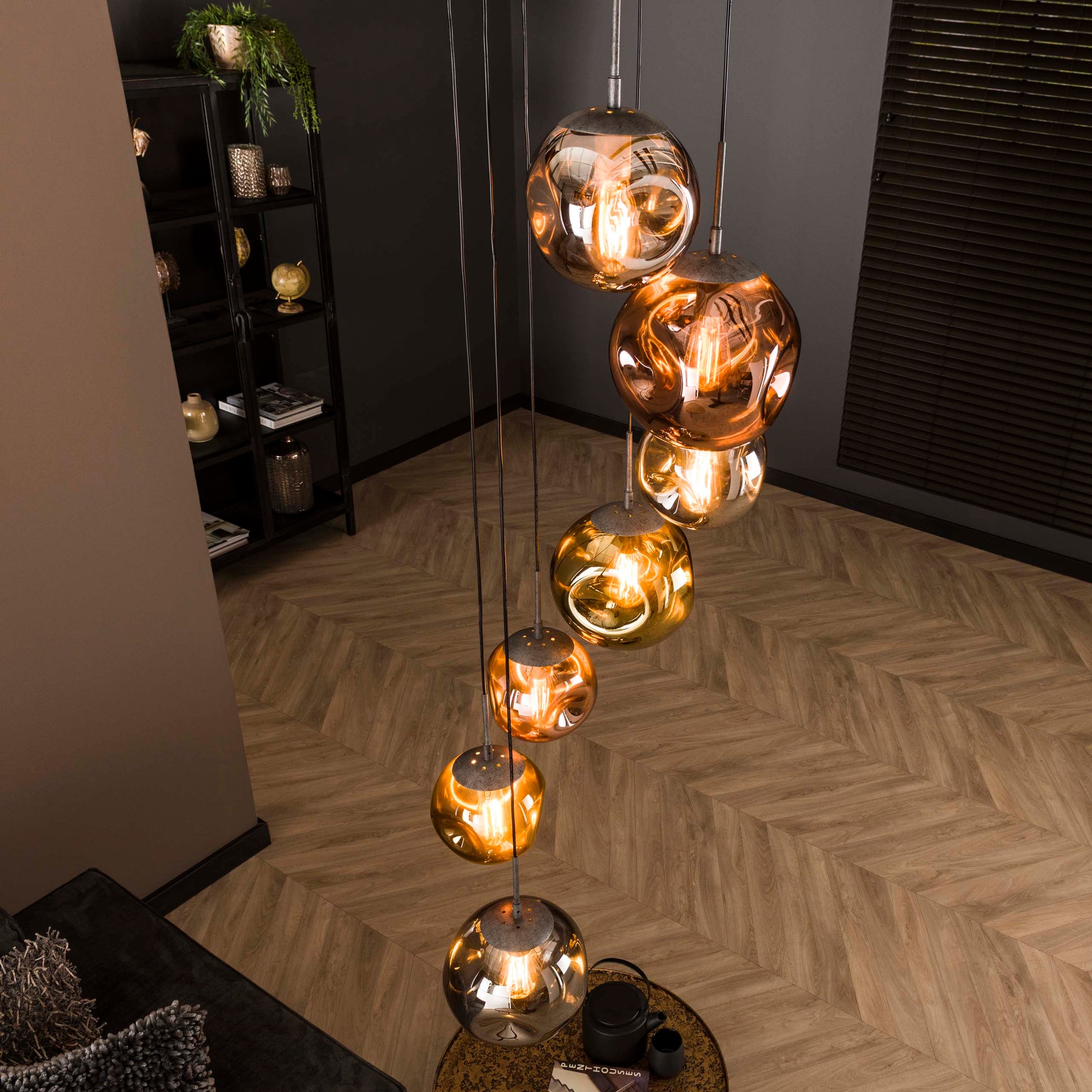 Pendelleuchte – 40×40×280 cm – Alt Silber | Modell N0424