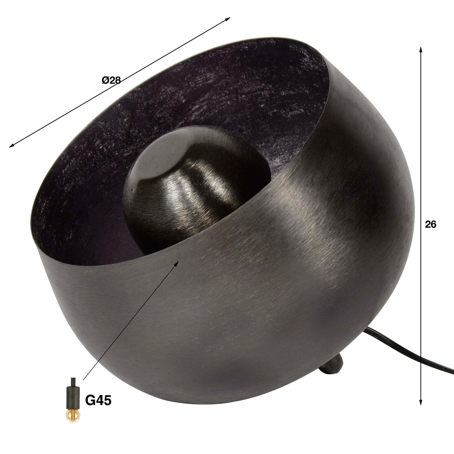 Tischleuchte – 28×28×26 cm – Schwarznickel | Modell N0436