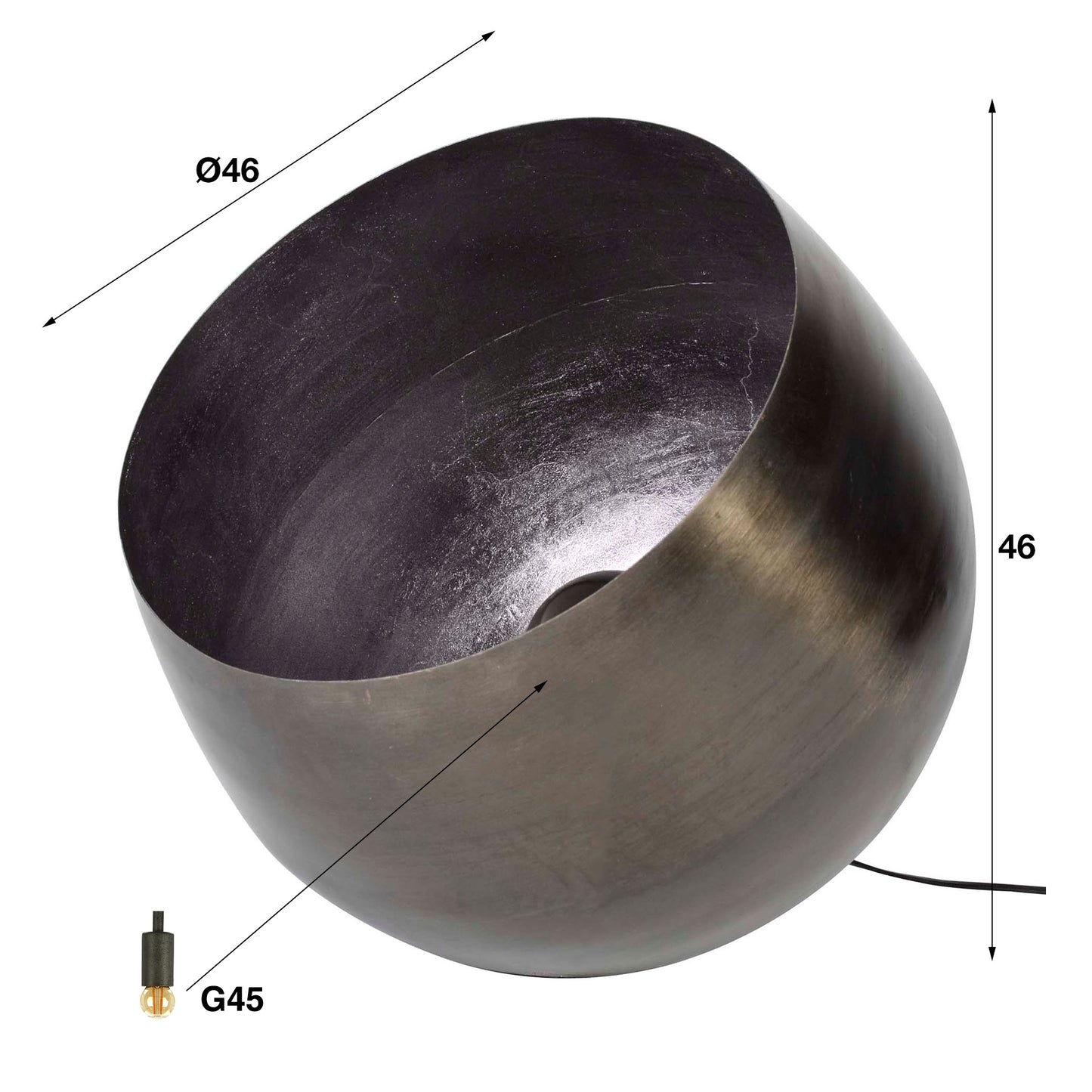 Tischleuchte – 46×46×46 cm – Schwarznickel | Modell N0437