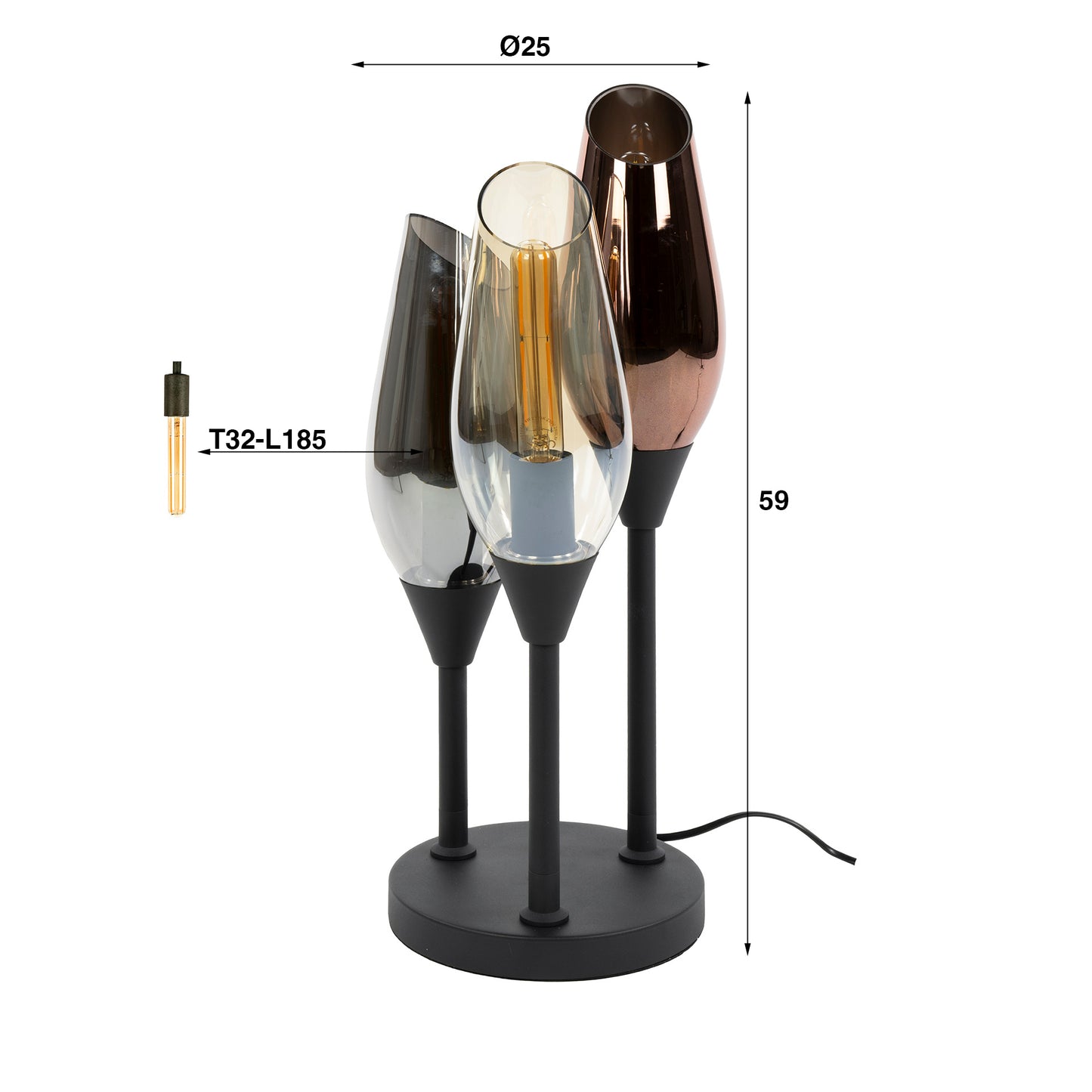 Tischleuchte – 25×25×59 cm – Schwarz | Modell N0438