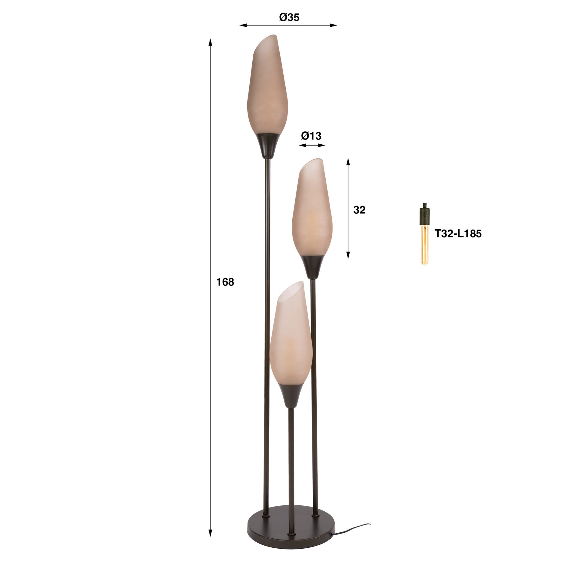 Stehleuchte – 35×35×168 cm – Schwarz | Modell N0439