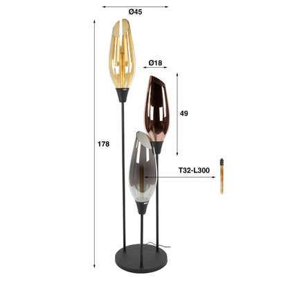 Stehleuchte – 45×45×178 cm – Schwarz | Modell N0440