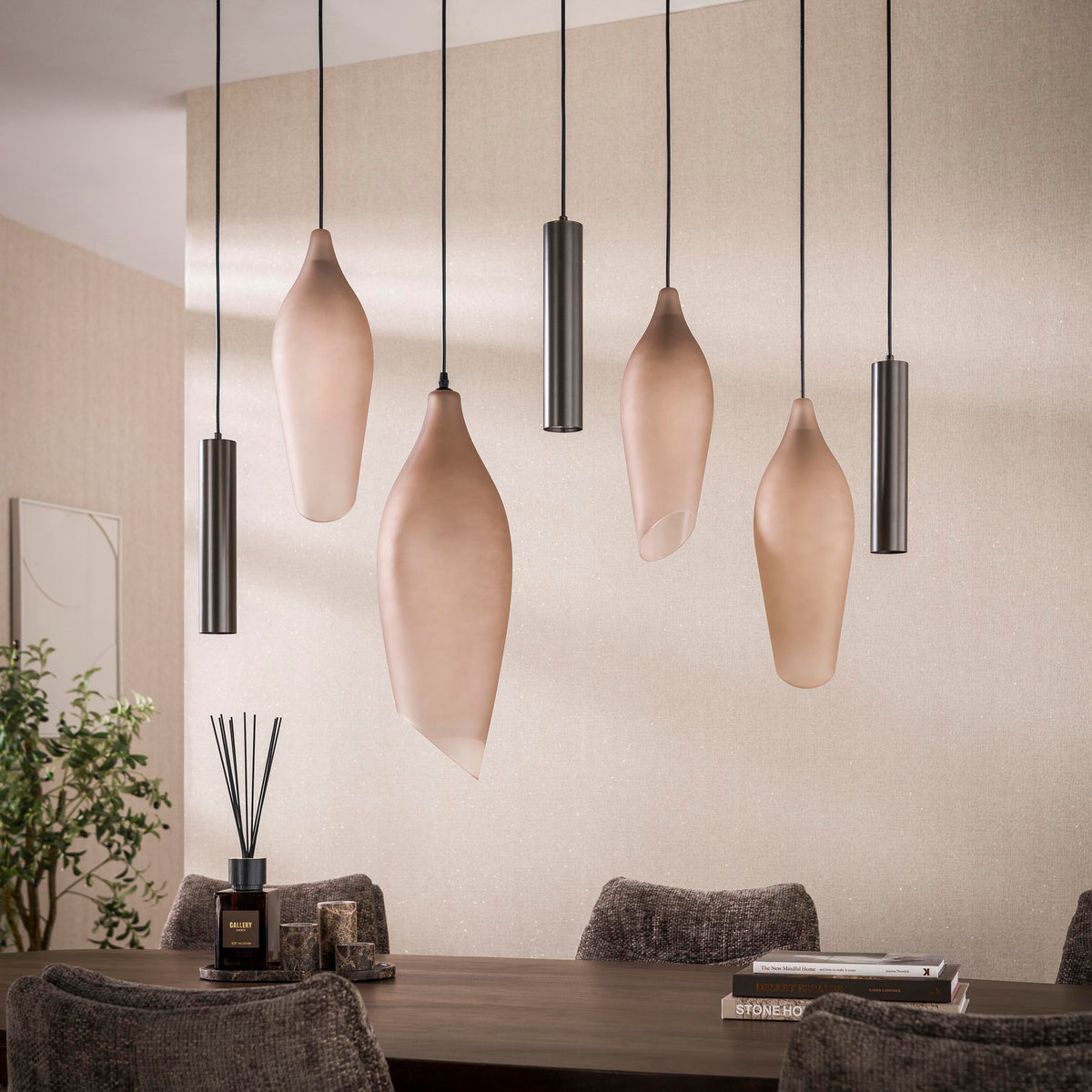 Pendelleuchte – 105×40×150 cm – Sienna braun-frosted | Modell N0444