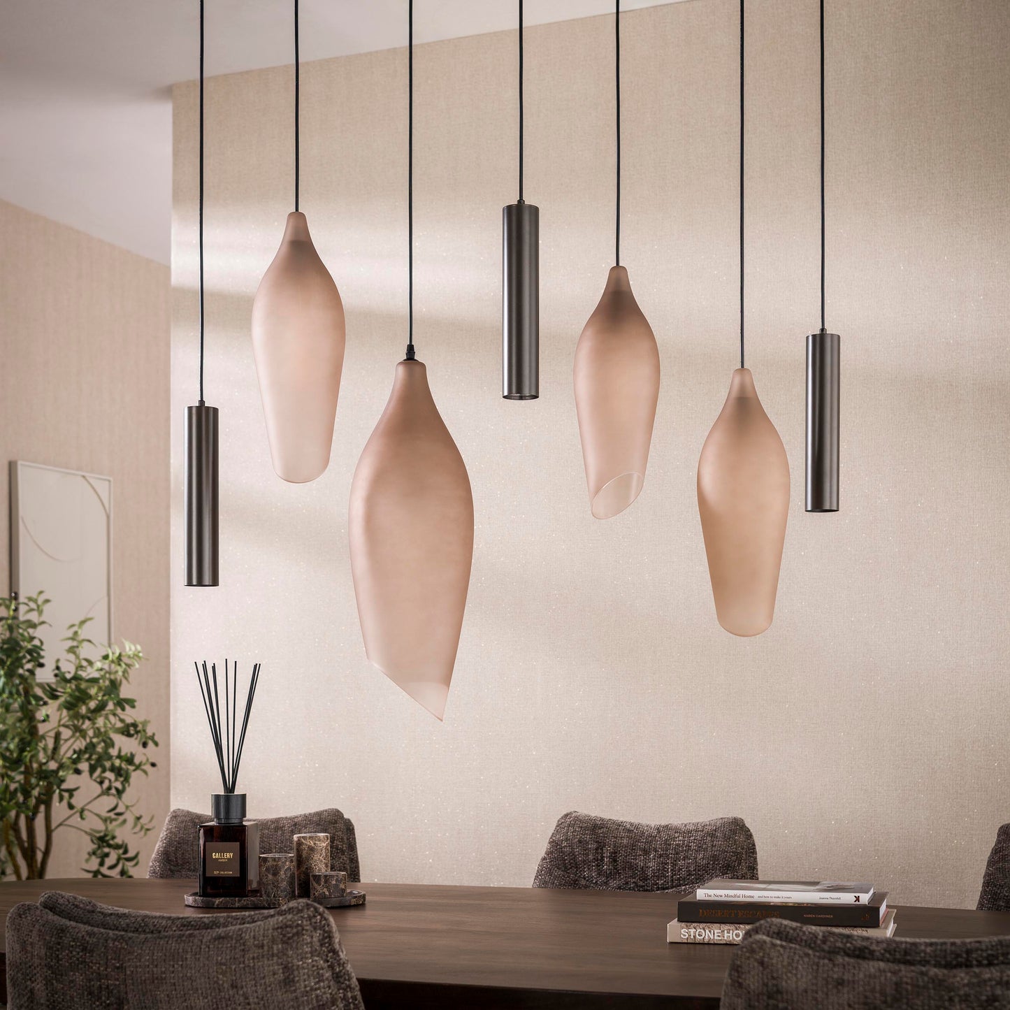 Pendelleuchte – 105×40×150 cm – Sienna braun-frosted | Modell N0444