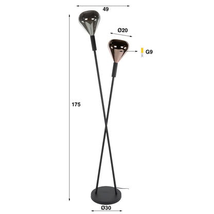 Stehleuchte – 30×30×175 cm – Schwarz | Modell N0449