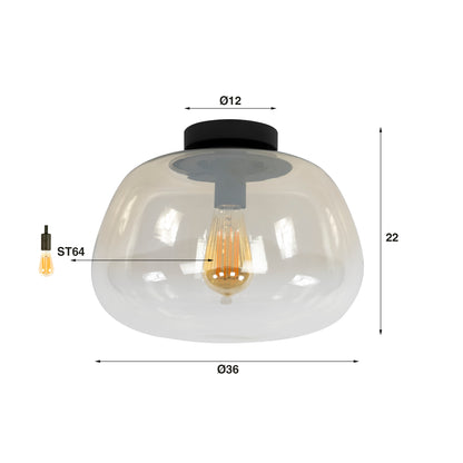 Deckenleuchte – 36×36×22 cm – Amberfarbenes Glas | Modell N0451