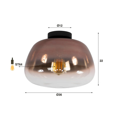 Deckenleuchte – 36×36×22 cm – Amberfarbenes Glas | Modell N0451