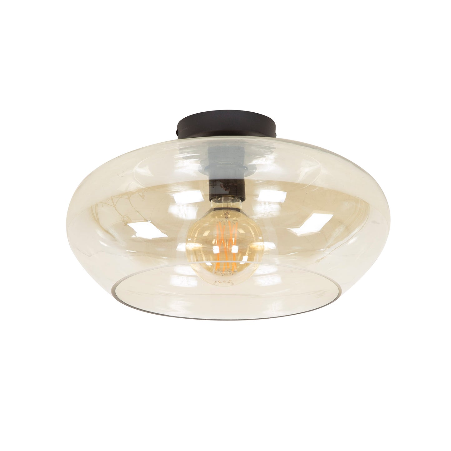 Deckenleuchte – 40×40×22 cm – Amberfarbenes Glas | Modell N0452