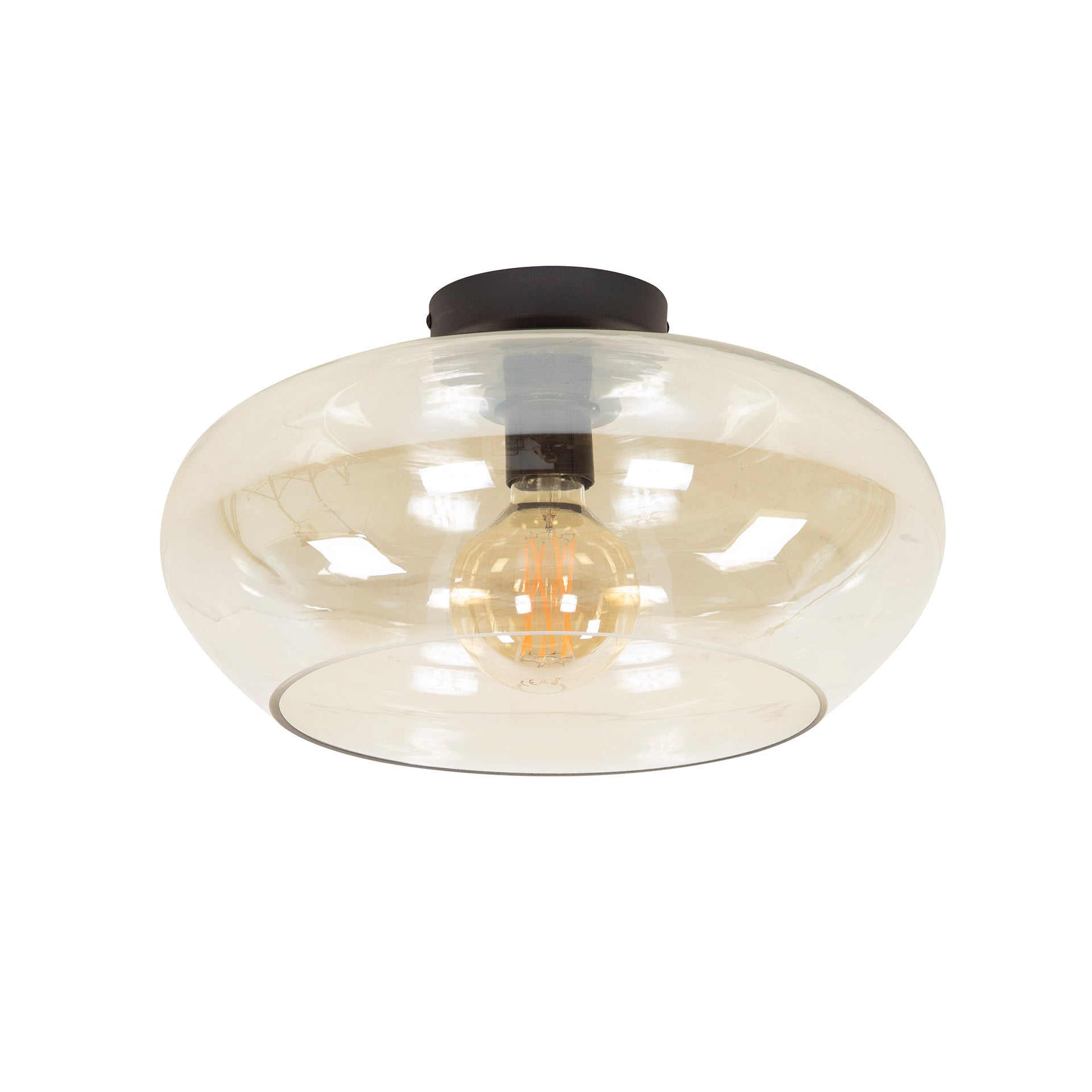Deckenleuchte – 40×40×22 cm – Amberfarbenes Glas | Modell N0452