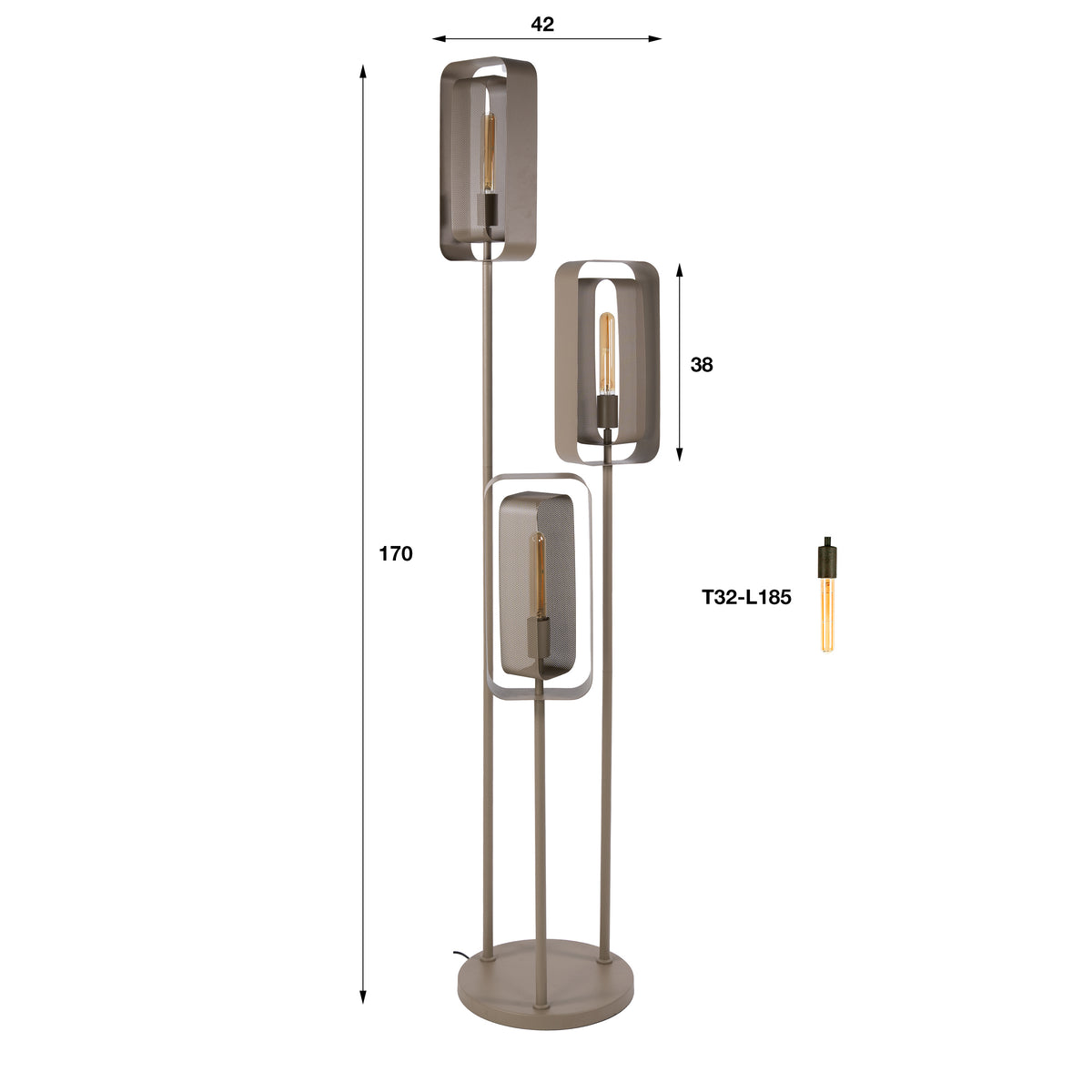 Stehleuchte – 42×42×170 cm – Beige | Modell N0461