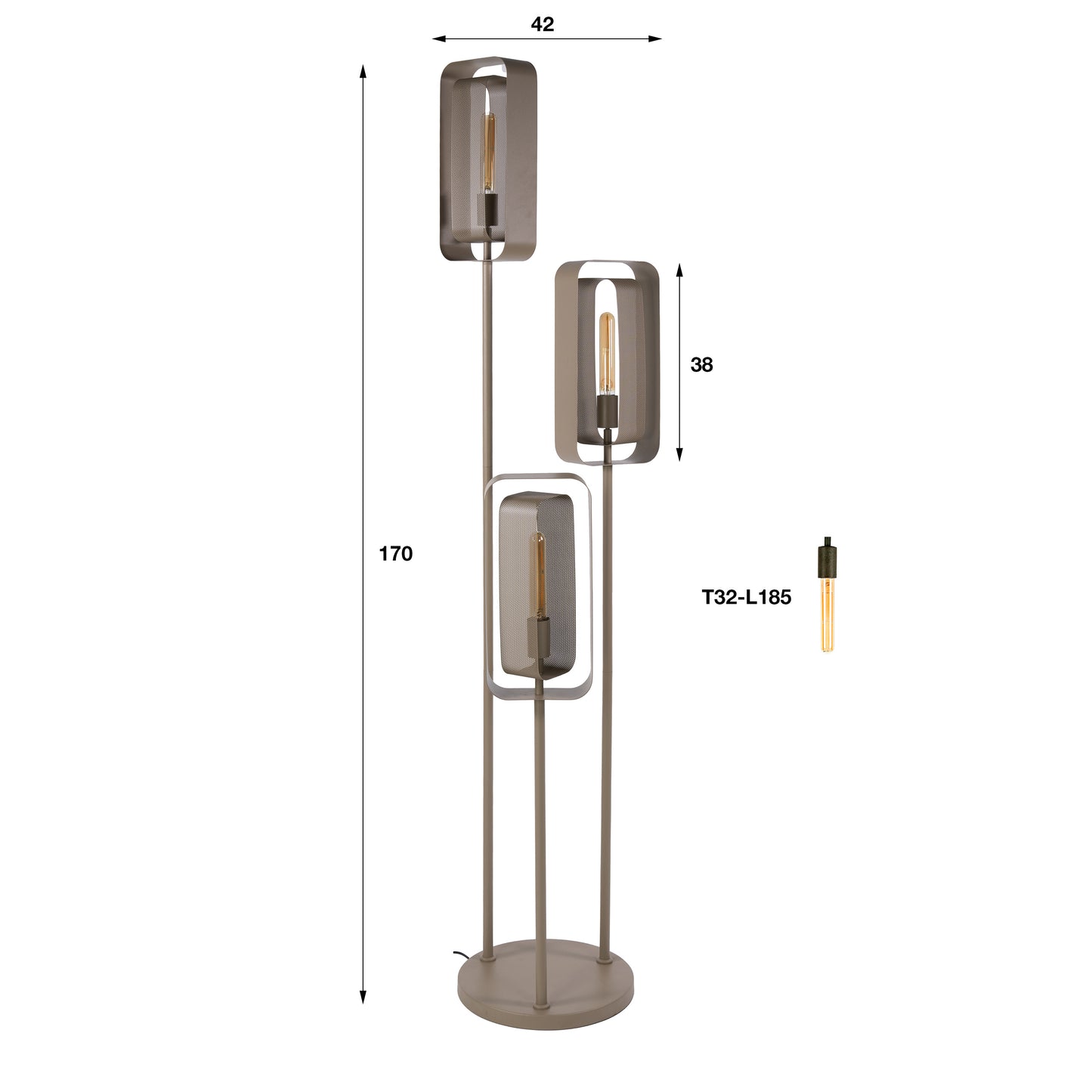 Stehleuchte – 42×42×170 cm – Beige | Modell N0461
