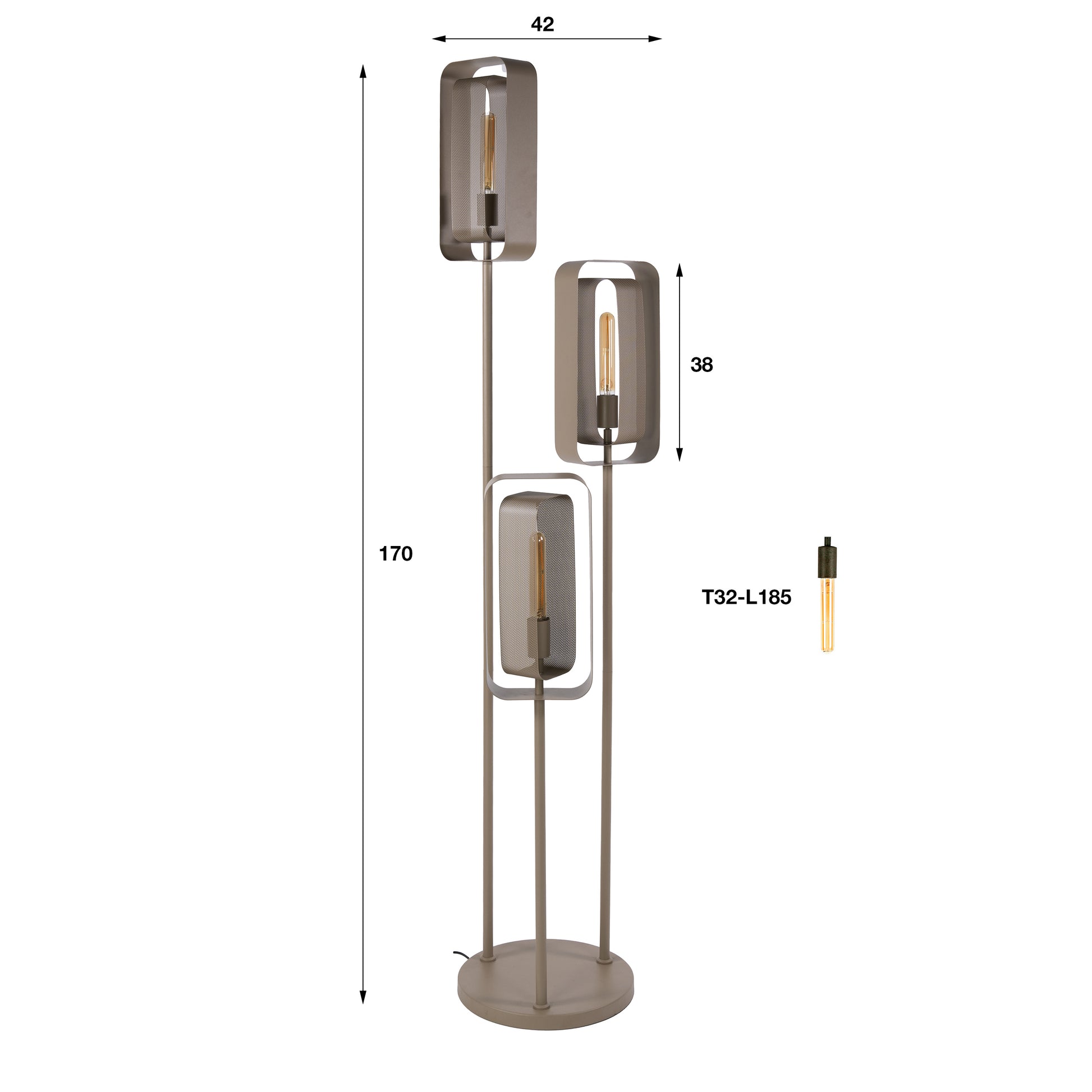 Stehleuchte – 42×42×170 cm – Beige | Modell N0461