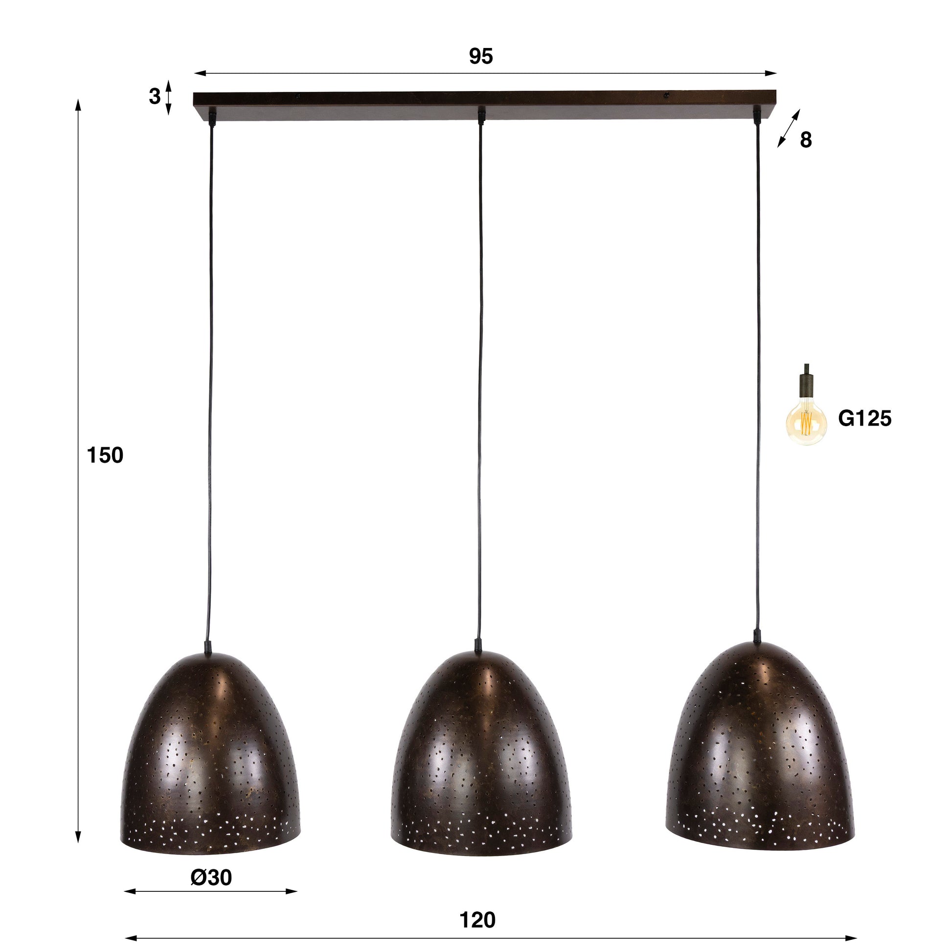 Pendelleuchte – 120×30×150 cm – Charcoal | Modell N0464