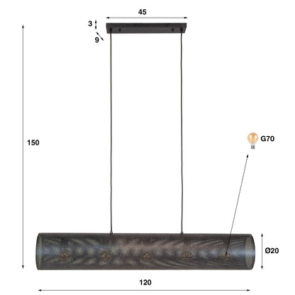 Pendelleuchte – 120×20×150 cm – Artic schwarz | Modell N0465