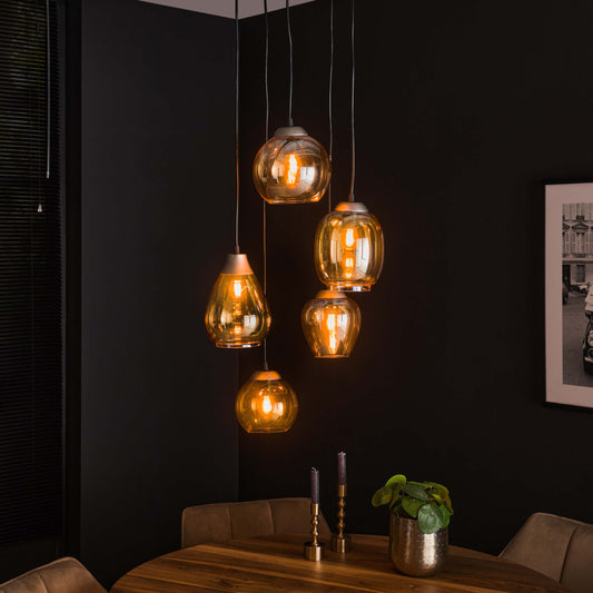 Pendelleuchte – 43×43×150 cm – Amberfarbenes Glas | Modell N0469