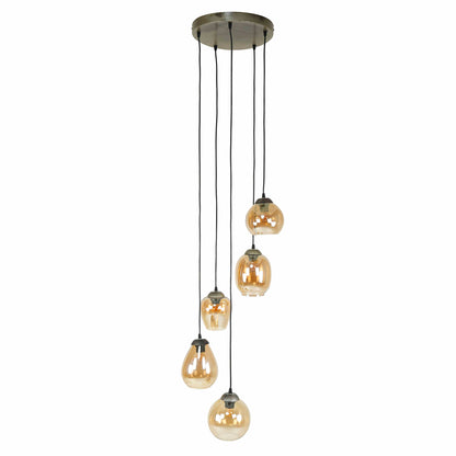 Pendelleuchte – 43×43×150 cm – Amberfarbenes Glas | Modell N0469