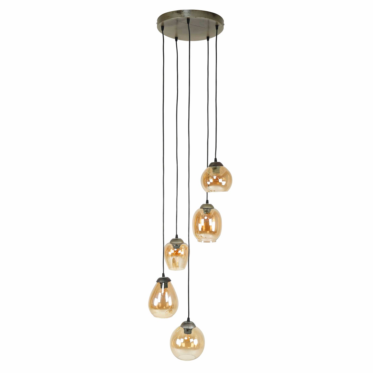 Pendelleuchte – 43×43×150 cm – Amberfarbenes Glas | Modell N0469