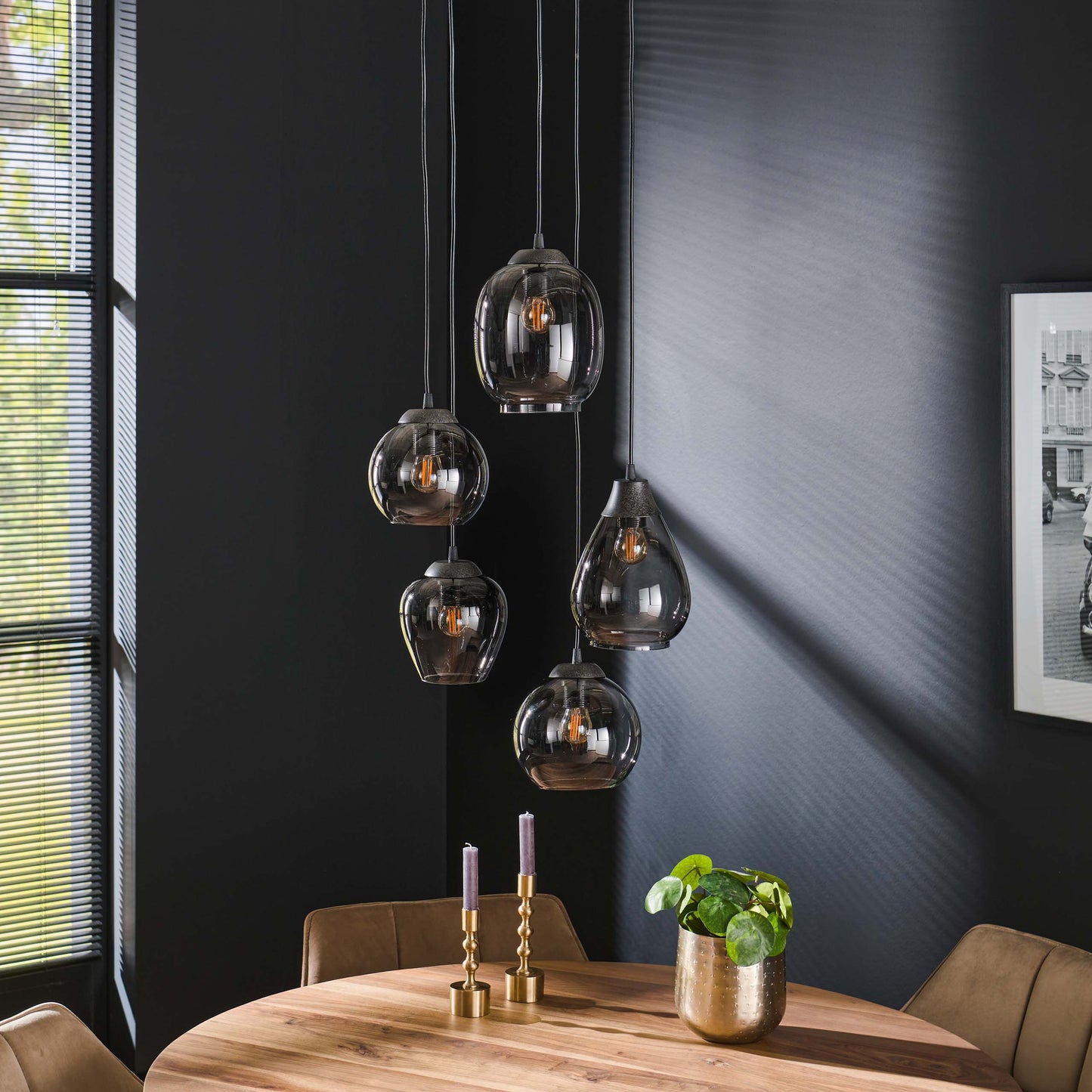 Pendelleuchte – 43×43×150 cm – Amberfarbenes Glas | Modell N0469