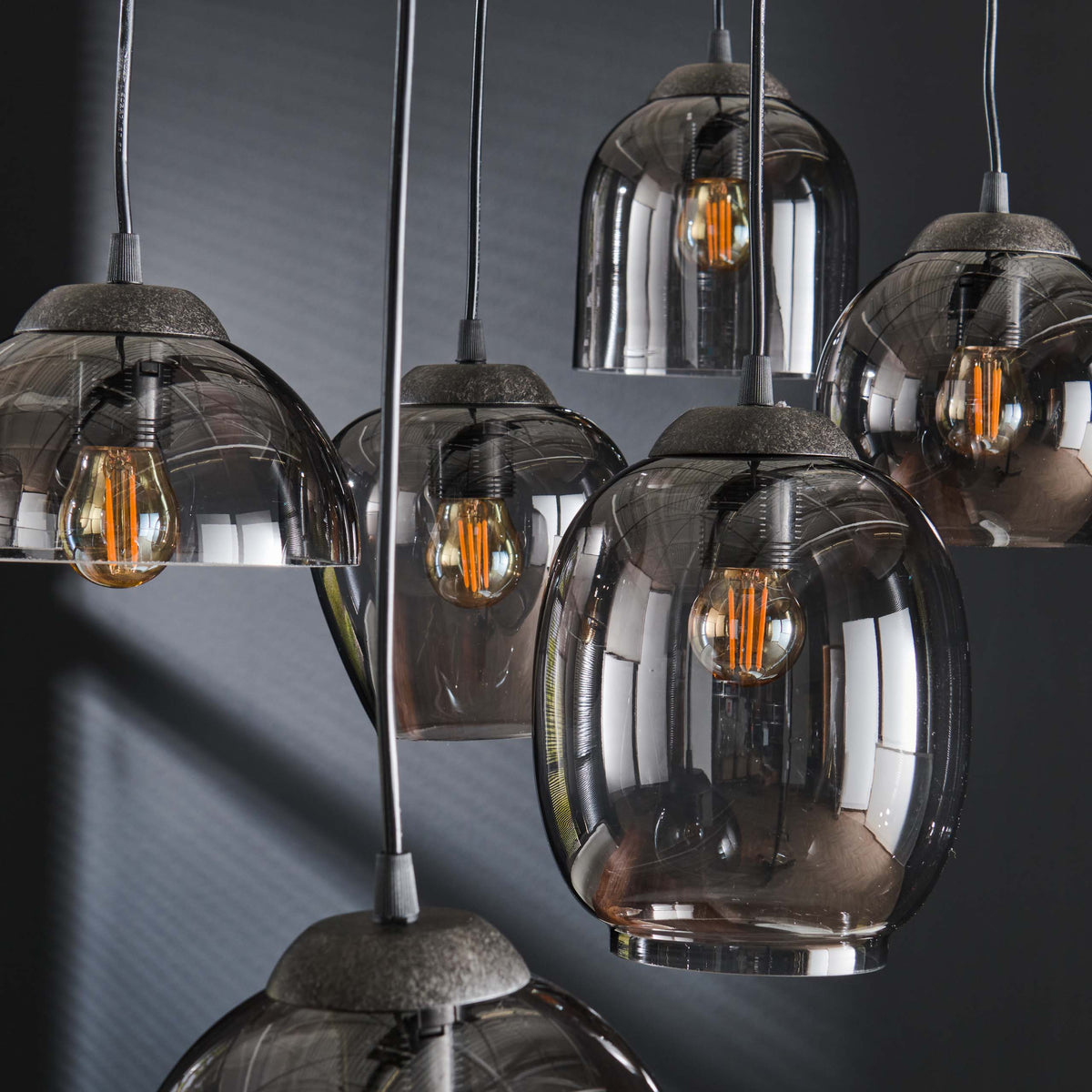Pendelleuchte – 43×43×150 cm – Amberfarbenes Glas | Modell N0469