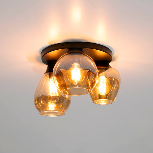 Deckenleuchte – 41×41×24 cm – Amberfarbenes Glas | Modell N0470