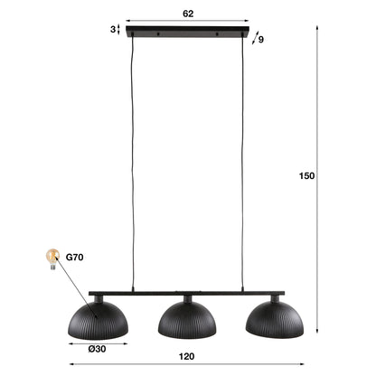 Pendelleuchte – 120×30×150 cm – Artic schwarz | Modell N0473